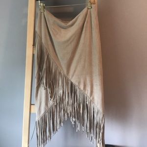 Suede fringe skirt